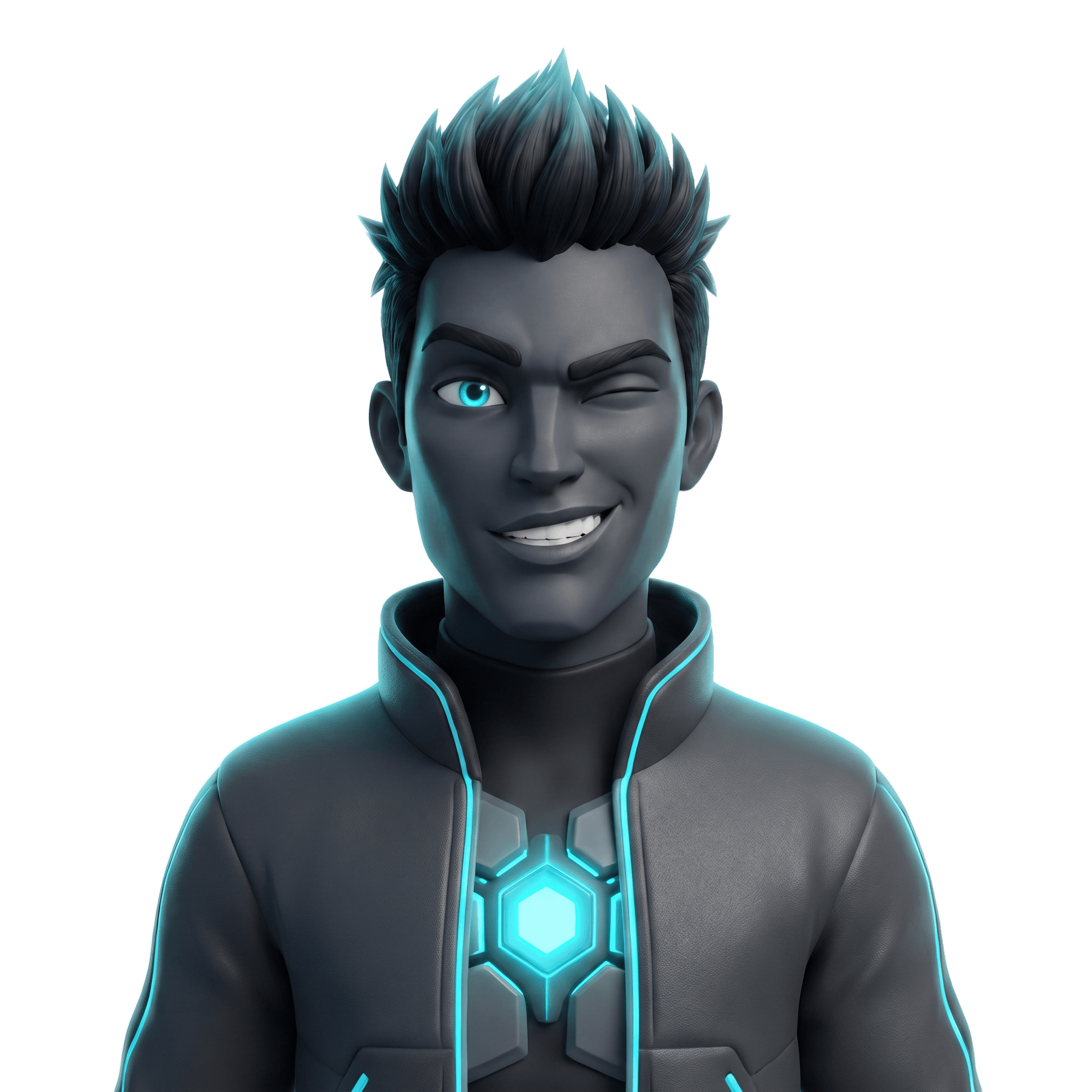 Logicore mascot winking with a cocky smirk